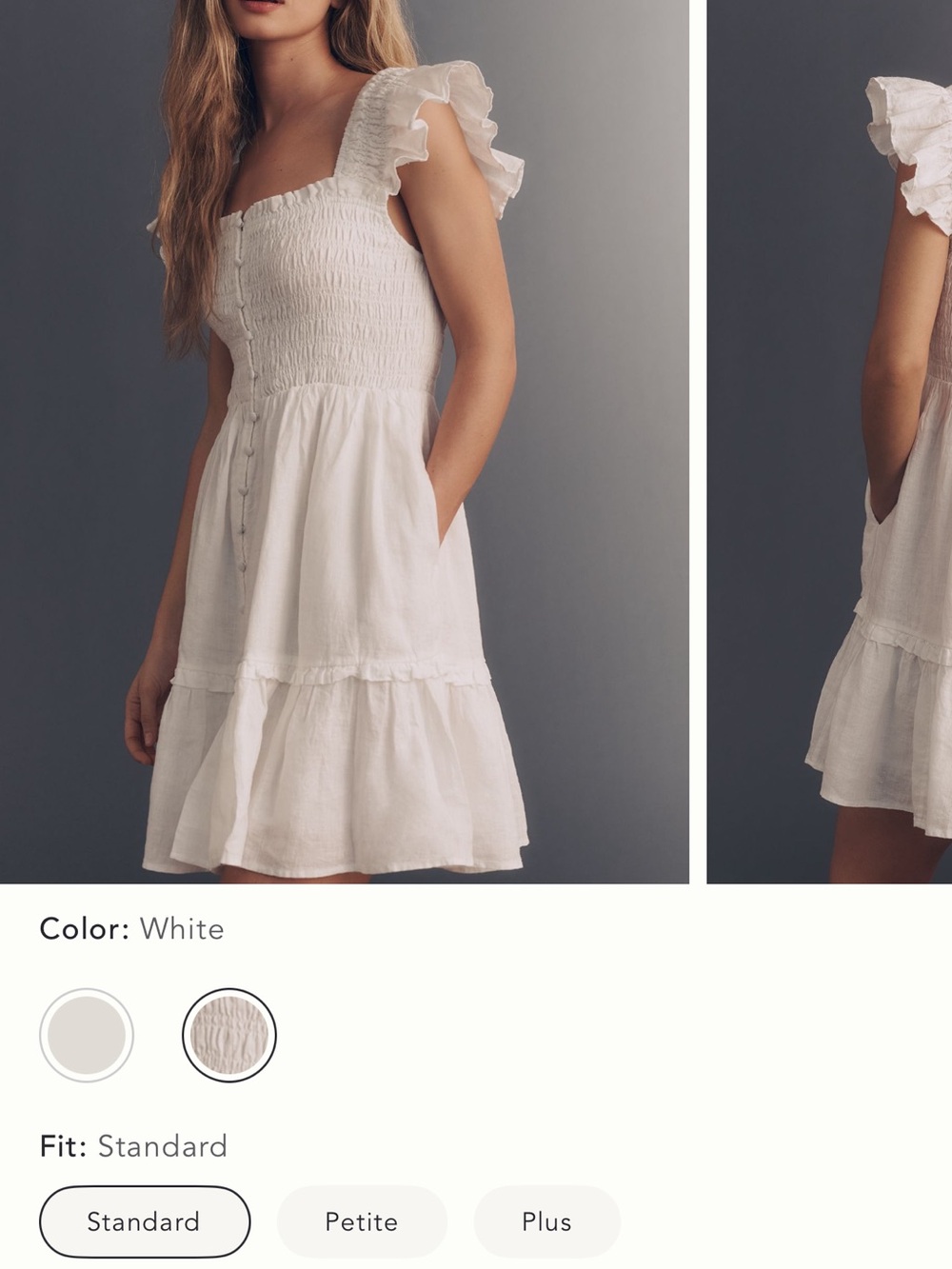 White Ruffle Sleeve Smocked Mini Dress